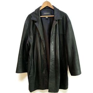 Banana Republic Black Long Line Genuine Leather Jacket, Women's Size XXL